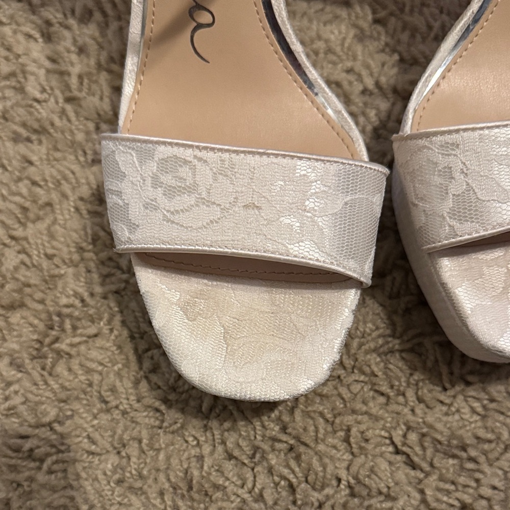 Ivory Lace Ultra-High Platform Sandals - Picture 6 of 6